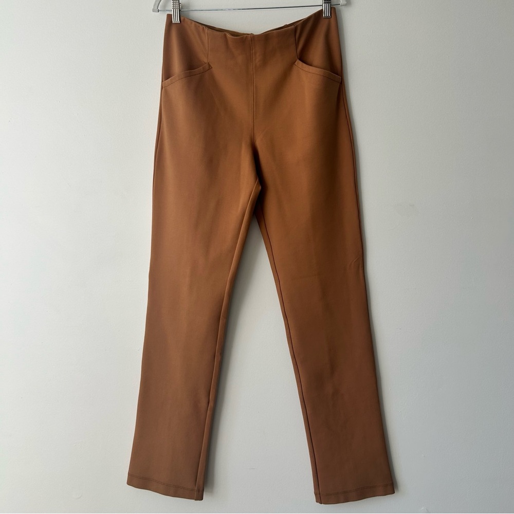 Maeve Anthropologie Ponte Leggings High Waisted Straight Leg Pants - Cognac, M